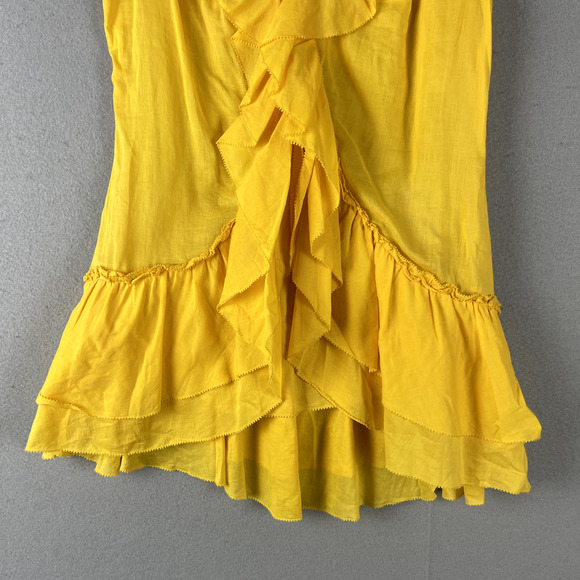 Diane Von Furstenberg Ruffle Top Women 2 Yellow Sleeveless Romantic Feminine DVF - Picture 3 of 13
